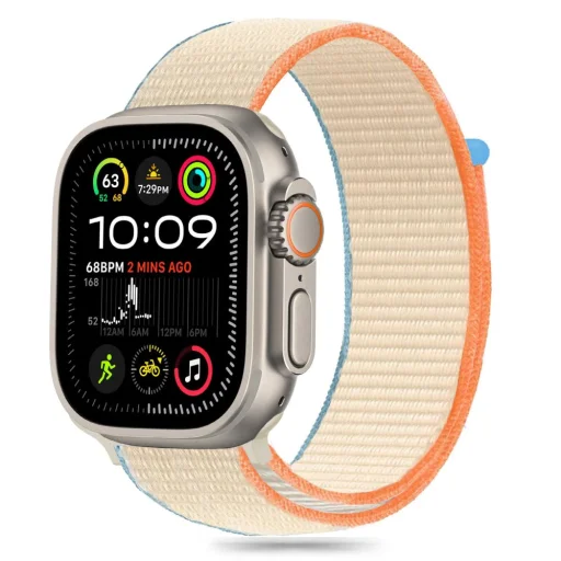 TECH-PROTECT NYLON APPLE WATCH 6 / 7 / 8 / 9 / 10 / 11 / SE / ULTRA 1 / 2 (44 / 45 / 46 / 49 MM) CREAM szíj - 1
