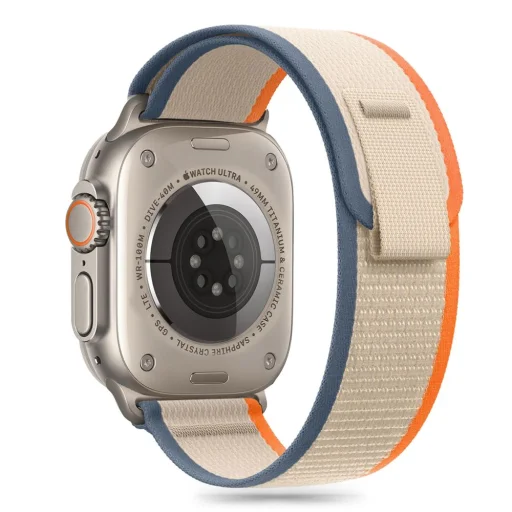 Tech-protect Nylon Szíj Apple Watch 6 / 7 / 8 / 9 / 10 / Se / Ultra 1 / 2 (44 / 45 / 46 / 49 Mm) Krém/narancs - 1