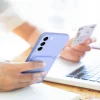 Samsung Galaxy A14 5G / A14 4G puzdro s priehradkou na karty fialové thumbnail