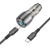 Borofone autós töltő BZ30 Absolute - USB + Type C - QC 3.0 PD 30W 3A Type C to Type C kábel átlátszó-fekete thumbnail
