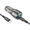 Borofone autós töltő BZ30 Absolute - USB + Type C - QC 3.0 PD 30W 3A Type C to Type C kábel átlátszó-fekete thumbnail