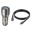 Borofone autós töltő BZ30 Absolute - USB + Type C - QC 3.0 PD 30W 3A Type C to Type C kábel átlátszó-fekete thumbnail