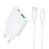 Borofone fali töltő BN25 Wish - USB + Type-C - PD QC 3.0 30W Type-C to Lightning kábellel fehér thumbnail