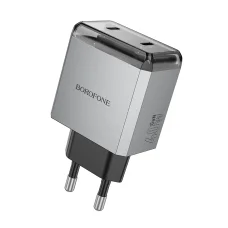 Borofone Hálózati töltő BN21 Lena - 2xType C - PD 40W szürke