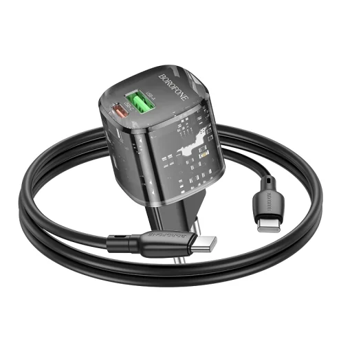Borofone fali töltő BN17 Napfény - USB + Type C - QC 3.0 PD 20W 3A Type C-hez Type C kábel fekete - 5