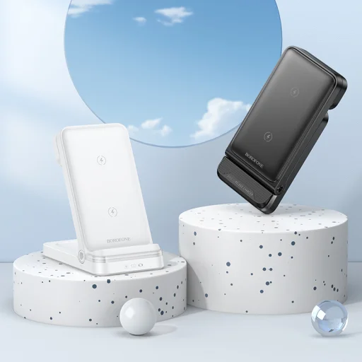 Borofone Vezeték nélküli indukciós töltő BQ33 Clever 3 az 1-ben 15W fehér - 4