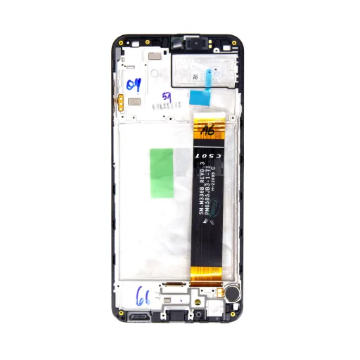 LCD kijelző + Érintőképernyő + Előlap Samsung A235 Galaxy A23 fekete (Szervizcsomag) - 2