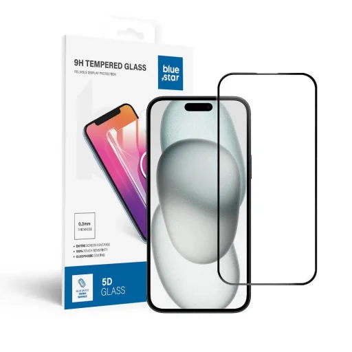 Edzett üveg Blue Star - APP IPHONE 15/16 Plus 5D Full Cover fekete üvegfólia - 6