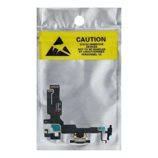 USB töltő csatlakozó flex kábel IPHONE 15 fekete OEM - 3