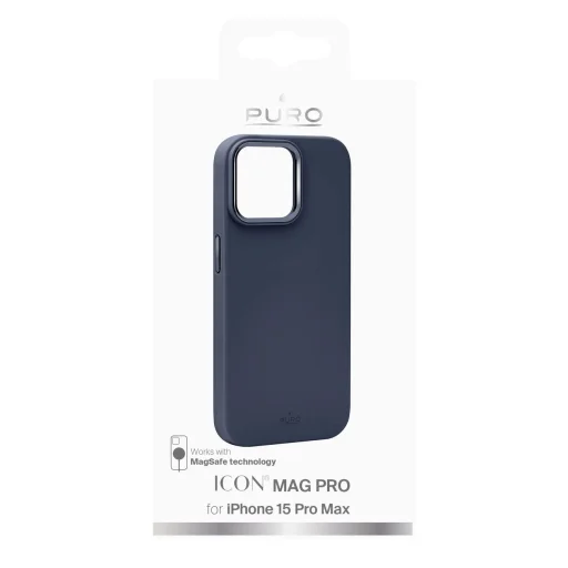 Puro Icon Mag Pro MagSafe szilikon tok iPhone 15 Pro Max - sötétkék tok - 2