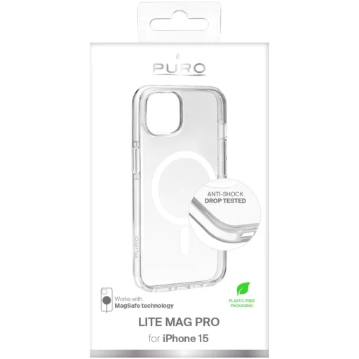 Puro PC+TPU+TPE tok beépített mágnesekkel "LITE MAG PRO" iPhone 15-höz, fehér színű tok - 2