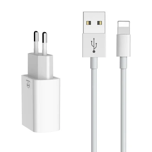 Mcdodo CH-6720 Kettős USB Töltő (EU) Lightning 1m Utazó készlet (fehér) tok - 1