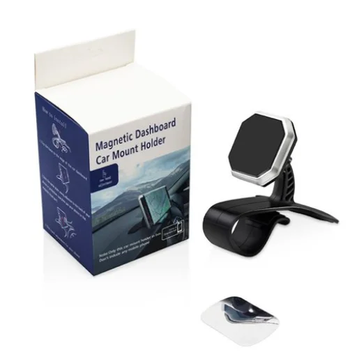 Univerzális mágneses autós telefontartó, műszerfalhoz rögzíthető fekete - 2