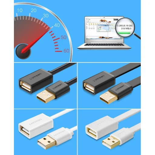 Ugreen USB apa - USB anya kábelhosszabbító 1m fekete (10314) - 4