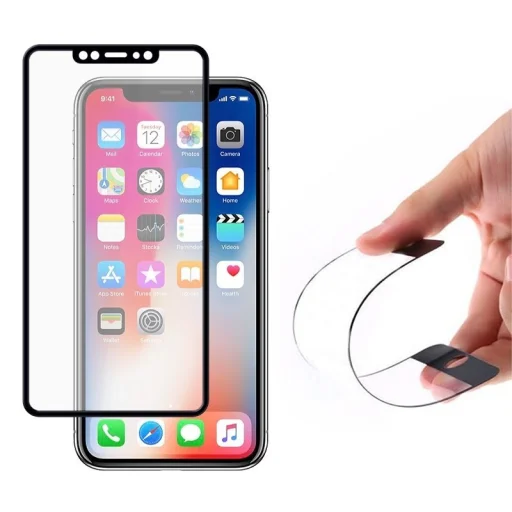 Nano Flexi kijelzővédő hybrid üvegfólia iPhone X fekete kerettel - 1