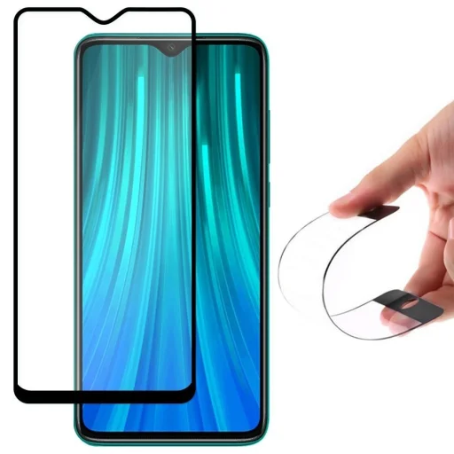 Nano Flexi kijelzővédő hybrid üvegfólia Xiaomi Redmi Note 8 Pro fekete kerettel - 1