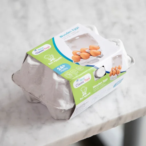 Fából készült tojások tartóval gyerekjáték - 4