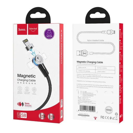HOCO S8 Selected mágneses Lightning kábel fekete - 6