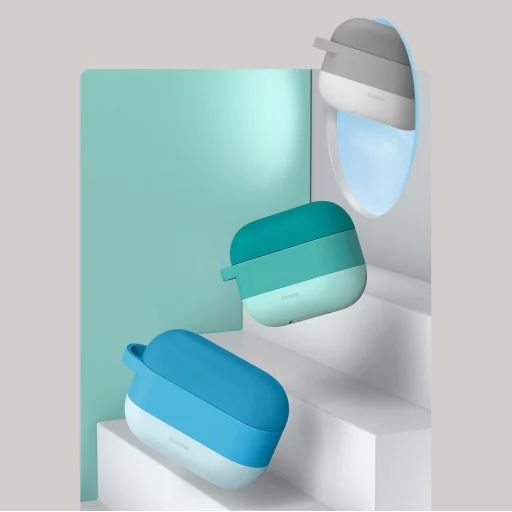 Baseus szilikon AirPods Pro 1/2 tok karabinerrel zöld (WIAPPOD-E06) - 13