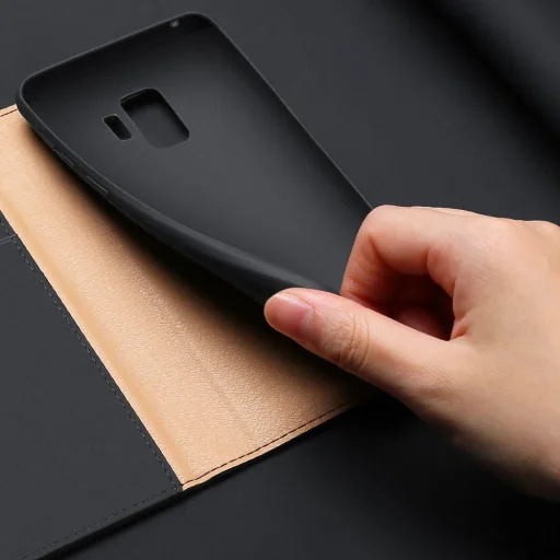 DUX DUCIS Wish valódi bőr fliptok Samsung Galaxy S9 G960 piros - 11