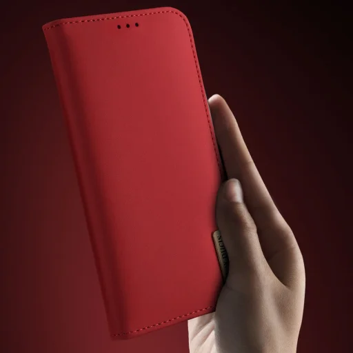 DUX DUCIS Wish valódi bőr fliptok Samsung Galaxy S9 G960 piros - 13