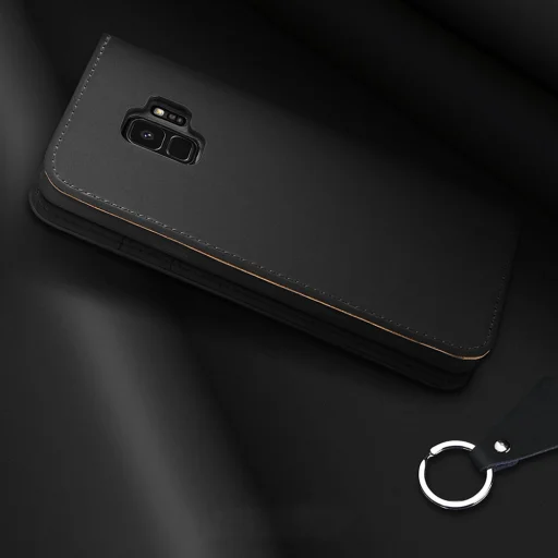 DUX DUCIS Wish valódi bőr fliptok Samsung Galaxy S9 G960 piros - 3