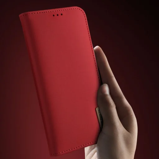 DUX DUCIS Wish valódi bőr fliptok Samsung Galaxy S9 Plus G965 piros - 5