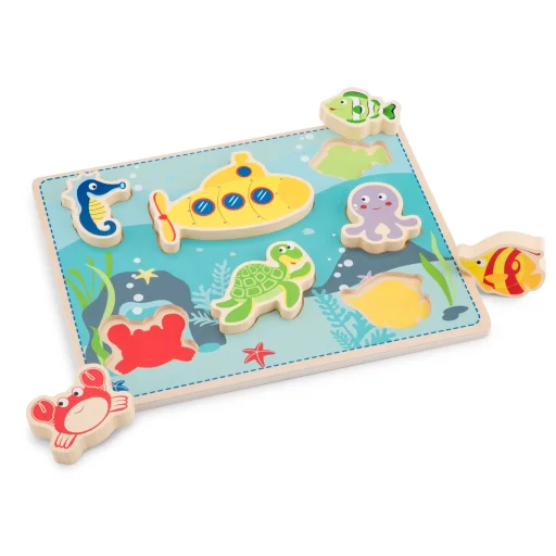 Fából készült tengeri élővilág kirakós játék gyerekeknek - 3