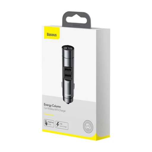 Baseus Energy Column Bluetooth FM transmitter és autós töltő 2x USB QC3.0 3,1A szürke MP3 (CCNLZ-0G) - 2