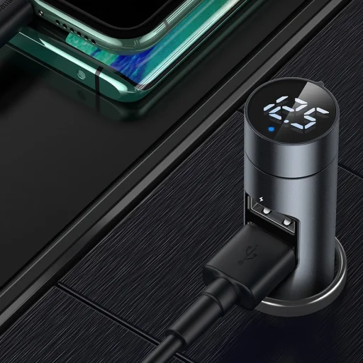 Baseus Energy Column Bluetooth FM transmitter és autós töltő 2x USB QC3.0 3,1A szürke MP3 (CCNLZ-0G) - 6