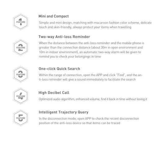 Baseus T2 mini anti-loss locator fehér, kulcskereső, okos kulcstartó - 6
