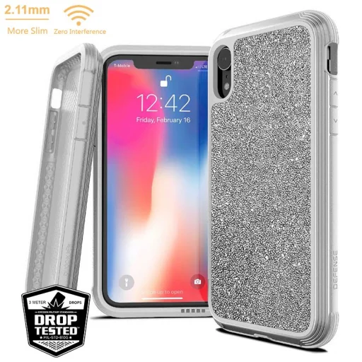 X-DORIA Defense Lux tok iPhone XR fehér csillámos ütésálló - 1