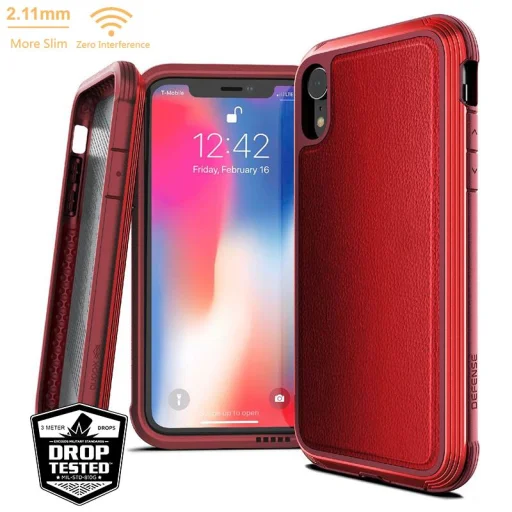 X-DORIA Defense Lux tok iPhone XR piros bőrhatású ütésálló - 1
