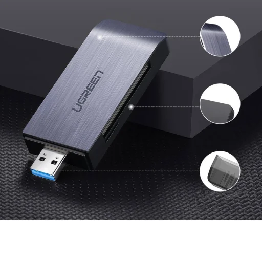 Ugreen USB 3.0 SD / micro SD kártyaolvasó szürke (50541) - 3