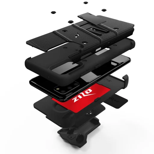 Zizo Bolt katonai minősítésű ütésálló tok Samsung Galaxy S20 Plus övcsipesszel fekete - 6