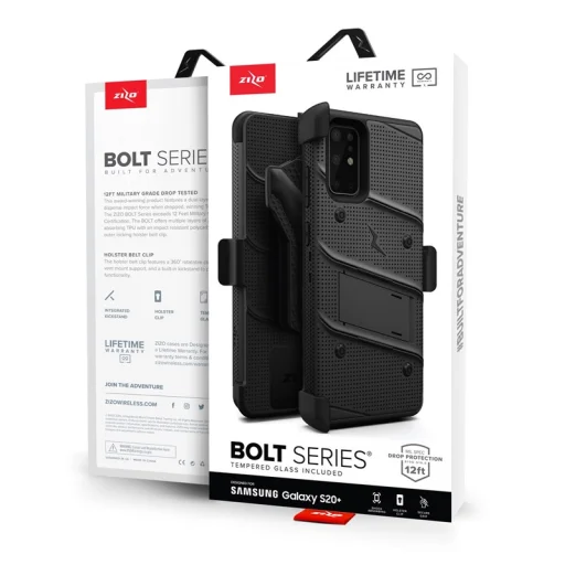 Zizo Bolt katonai minősítésű ütésálló tok Samsung Galaxy S20 Plus övcsipesszel fekete - 3