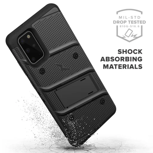 Zizo Bolt katonai minősítésű ütésálló tok Samsung Galaxy S20 Plus övcsipesszel fekete - 5