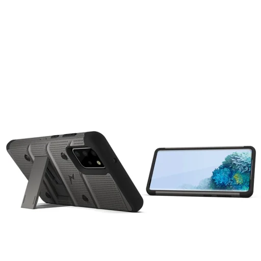 Zizo Bolt katonai minősítésű ütésálló tok Samsung Galaxy S20 Plus övcsipesszel fémszürke - 2