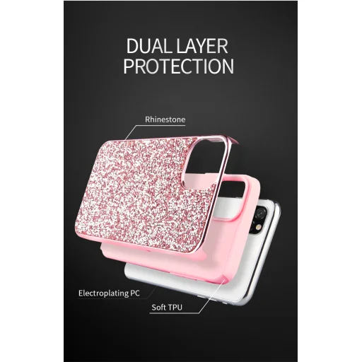 SMD glitter diamond tok iPhone 11 rózsaszín - 2