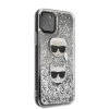Karl Lagerfeld Liquid Glitter Hearts tok iPhone 11 Pro átlátszó ezüst flitterrel thumbnail
