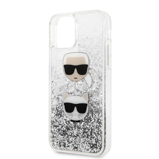 Karl Lagerfeld Liquid Glitter Hearts tok iPhone 11 Pro átlátszó ezüst flitterrel - 6