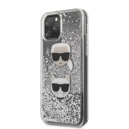 Karl Lagerfeld Liquid Glitter Hearts tok iPhone 11 Pro átlátszó ezüst flitterrel - 7