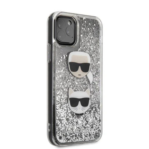 Karl Lagerfeld Liquid Glitter Hearts tok iPhone 11 Pro átlátszó ezüst flitterrel - 4