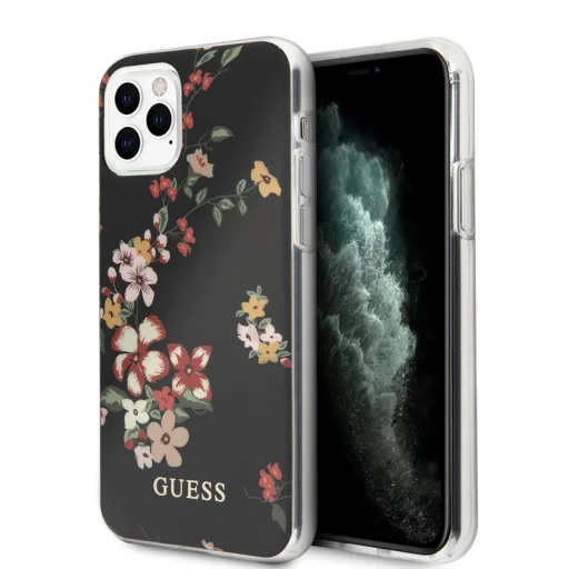 Guess Flower N4 virágmintás tok iPhone 11 Pro Max fekete - 1