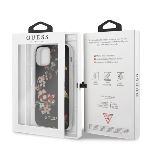 Guess Flower GUHCN61IMLFL04 N4 virágmintás tok iPhone 11 fekete - 2