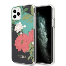 Guess GUHCN58IMLFL01 Flower N1 virágmintás tok iPhone 11 Pro fekete