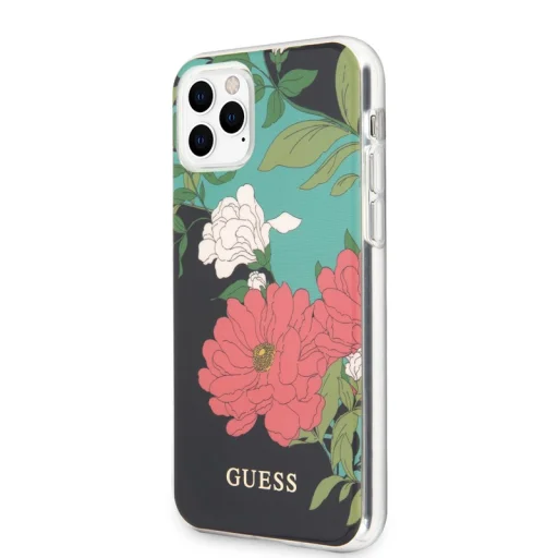 Guess Flower N1 virágmintás tok iPhone 11 Pro Max fekete - 7