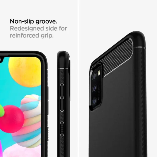 Spigen Rugged armor tok Samsung A41 matt fekete (ACS00875) - 11