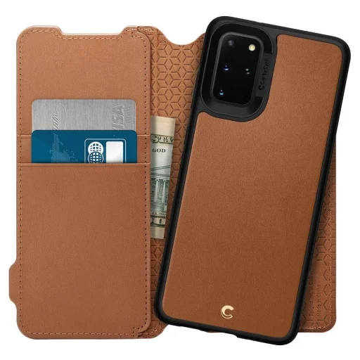 Spigen Ciel Wallet Brick fliptok Samsung S20+ Plus Saddle Brown - 1