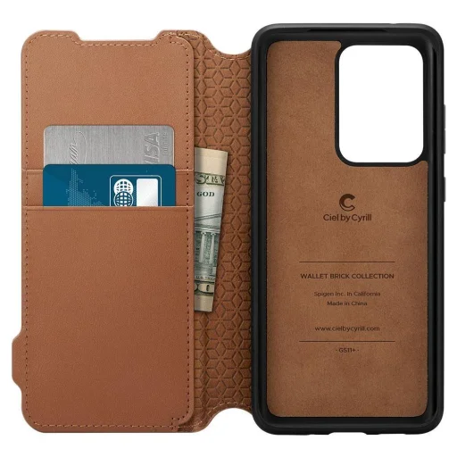 Spigen Ciel Wallet Brick fliptok Samsung S20 Ultra Saddle Brown - 5
